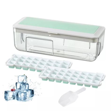 Cubetera Hielo Silicona 2 en 1 Contenedor y Tapa Multiusos-1