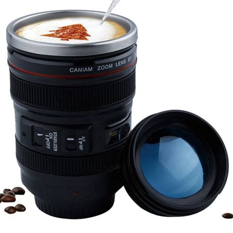 Tazon Taza Cafe Mug Tipo Lente Camara Fotografica Aluminio-1