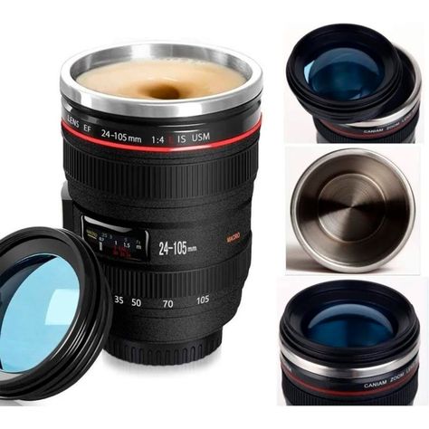 Tazon Taza Cafe Mug Tipo Lente Camara Fotografica Aluminio-2