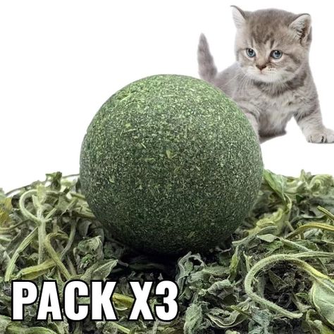 Pack x3 Bola Compacta Hierba Gatera Prensada Para Gatos-5