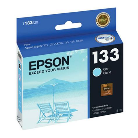 Epson Tinta 133 Original Cyan T133220-al T22 25 Tx120 123 12-0