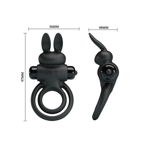 Anillo Conejito Vibrador Doble Negro-1