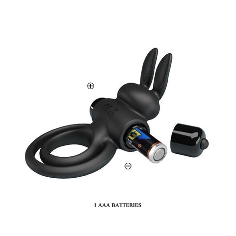 Anillo Conejito Vibrador Doble Negro-2