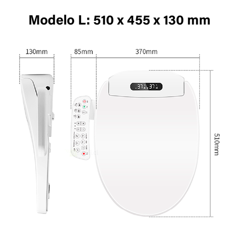 Tapa Asiento de Inodoro Inteligente BLU102 L White con Bidet Panel Control Lateral WC baño japones-1