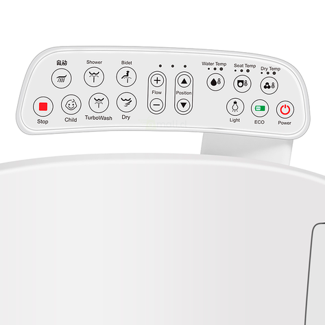 Tapa Asiento de Inodoro Inteligente BLU102 L White con Bidet Panel Control Lateral WC baño japones-6