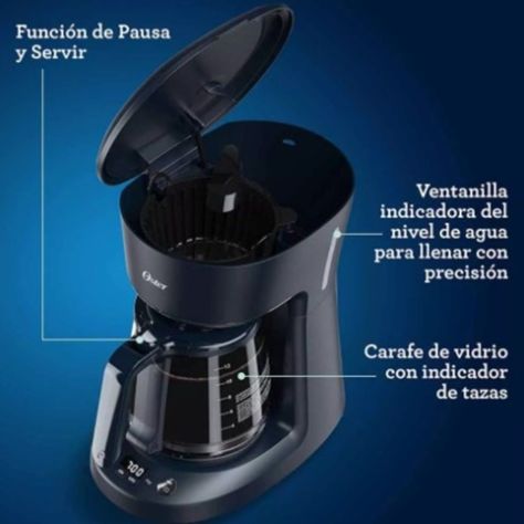 Cafetera programable Oster de 12 tazas negra con auto apagado-1