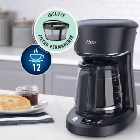 Cafetera programable Oster de 12 tazas negra con auto apagado-2