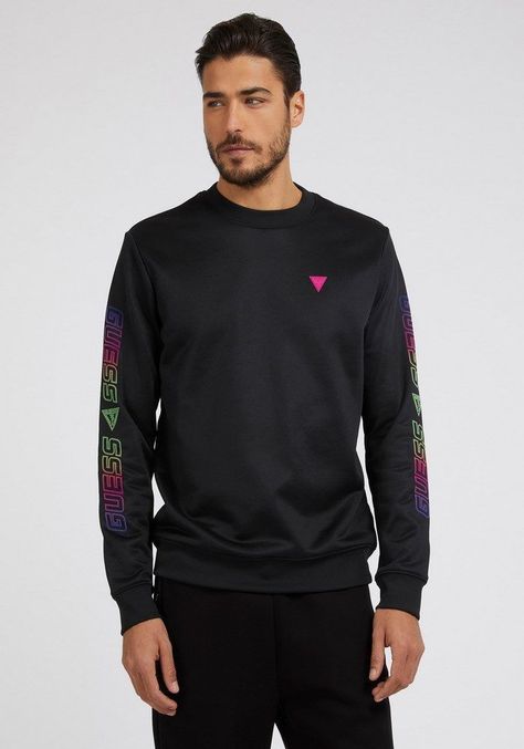 Poleron Guess Ezra Sweatshirt Crew Neck Jblk Negro-0
