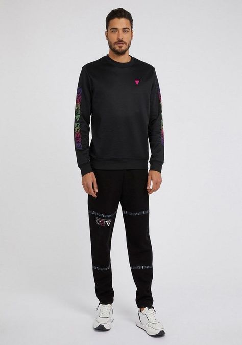 Poleron Guess Ezra Sweatshirt Crew Neck Jblk Negro-1