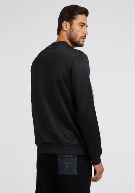Poleron Guess Ezra Sweatshirt Crew Neck Jblk Negro-2
