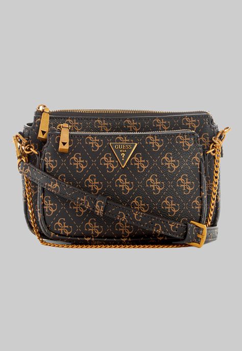 Mini Cartera Guess Alexie Double Pouch Crossbody Bnl Café-0