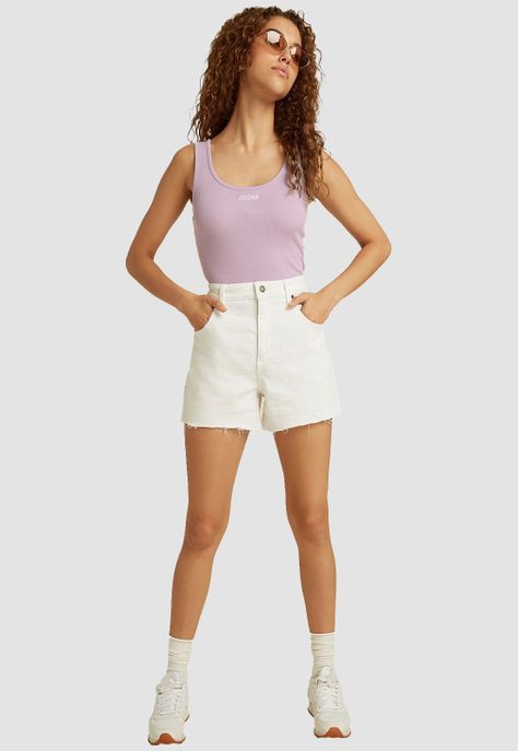 Short Guess Go Kit Wht Mid Thigh Short-0