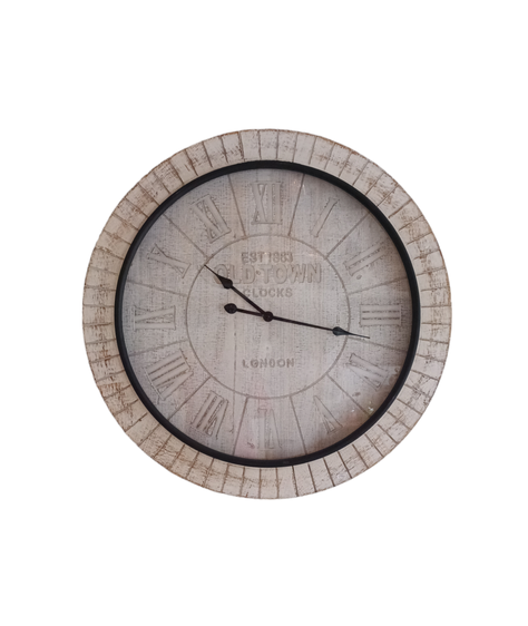 RELOJ MURAL ESTILO VINTAGE MADERA DECAPADO OLD -TOWNN-0