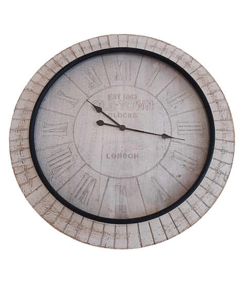 RELOJ MURAL ESTILO VINTAGE MADERA DECAPADO OLD -TOWNN-1