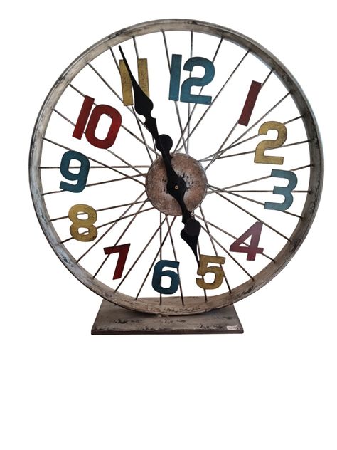 RELOJ VINTAGE METAL DISEÑO LLANTA  40 CM DIAMETRO-0