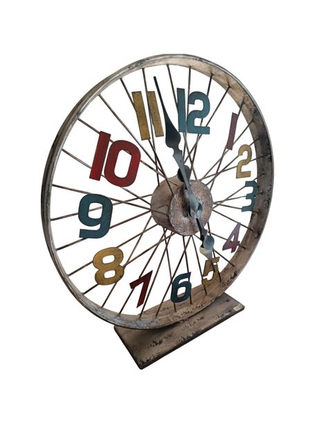 RELOJ VINTAGE METAL DISEÑO LLANTA  40 CM DIAMETRO-1