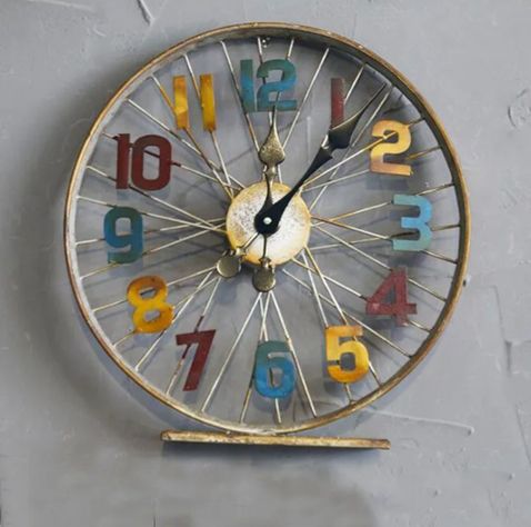RELOJ VINTAGE METAL DISEÑO LLANTA  40 CM DIAMETRO-2