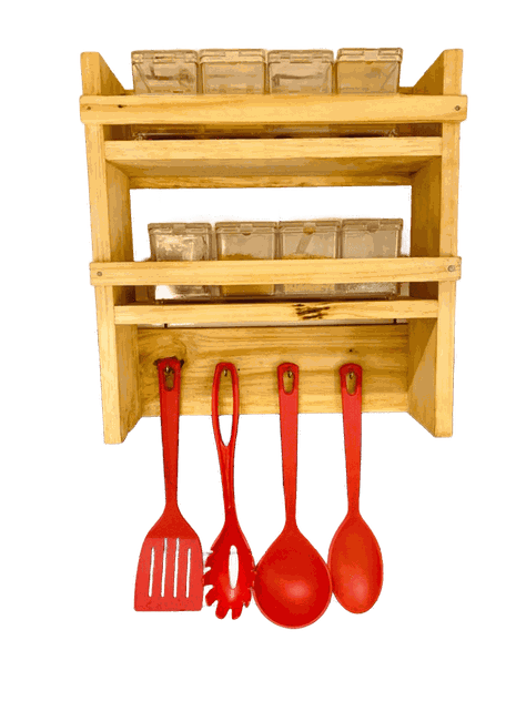 Organizador De Cocina Para Utensilios De Madera Rustico-0