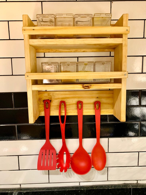 Organizador De Cocina Para Utensilios De Madera Rustico-1