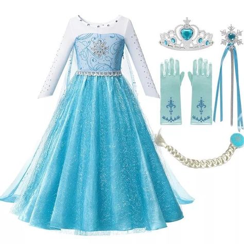 Disfraz Vestido Princesa Elsa Frozen con Accesorios -0