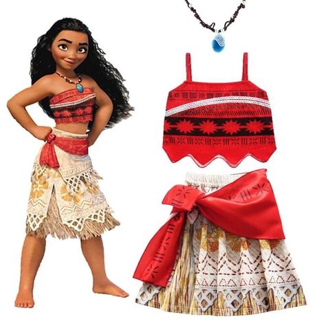 Disfraz Moana con Collar Amuleto Cosplay -0