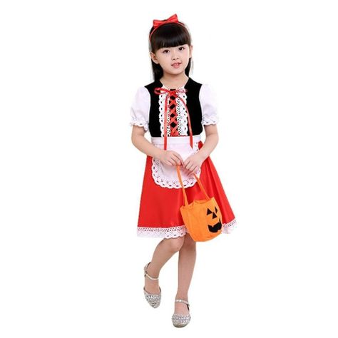 Disfraz Caperucita Roja Para Niñas Con Capucha Y Canasta.-1