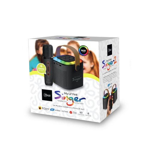 Parlante karaoke 1 Micrófono Con Luz RGB / 9390 NEGRO-3