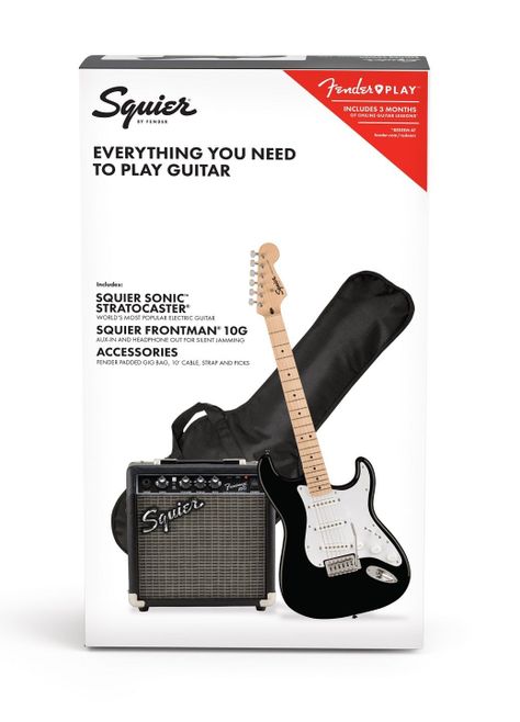 Pack Guitarra Eléctrica Squier Stratocaster Sonic (Negro)-0