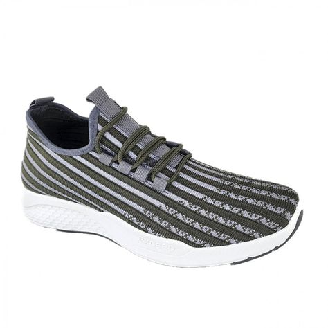 Zapatillas Deportivas Running Negro Rayas Verdes 3202-1