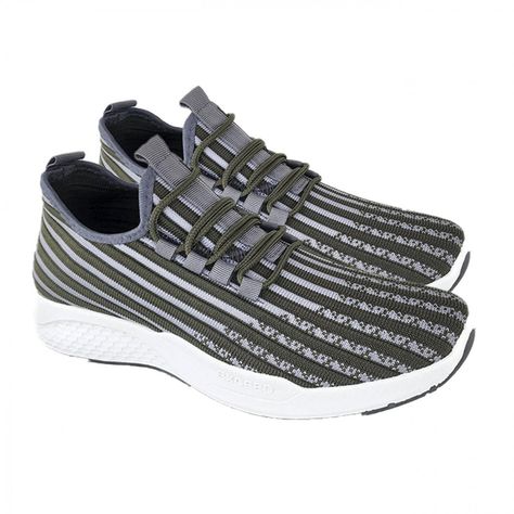 Zapatillas Deportivas Running Negro Rayas Verdes 3202-2