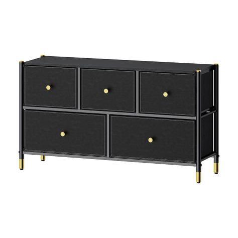 Cajonera Comoda 5 Cajones Estructura Metalica Negro-3
