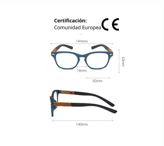 Lentes opticos Graduación +1.5, Anteojos lectura, con aumento para presbicia.-5