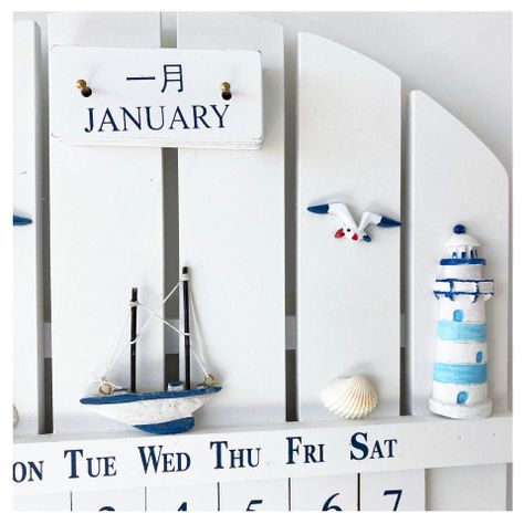 Decoración Náutica, Calendario Perpétuo, Marino, En Madera-1