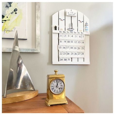 Decoración Náutica, Calendario Perpétuo, Marino, En Madera-4