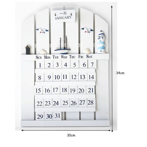 Decoración Náutica, Calendario Perpétuo, Marino, En Madera-5