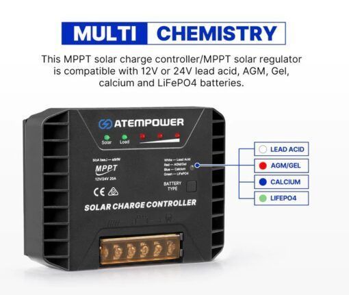 Regulador Carga Paneles Solares Atem Power MTTP 20A-2