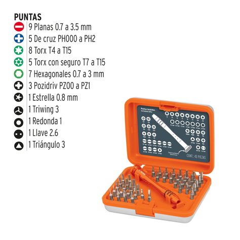 Truper Atornilladores Presición Juego 43 Piezas-1
