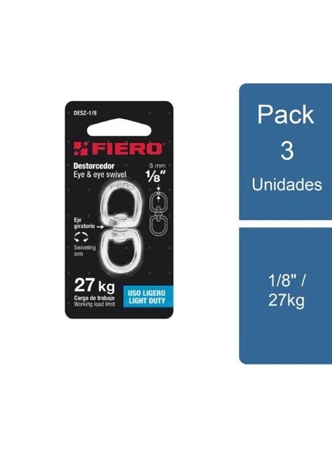 Pack 3 Destorcedor para cable 1/8" / 27kg Fiero-0