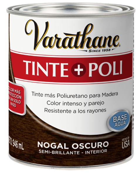 Barniz Poli + Tinte Base Agua 946ml Nogal Oscuro Varathane-0