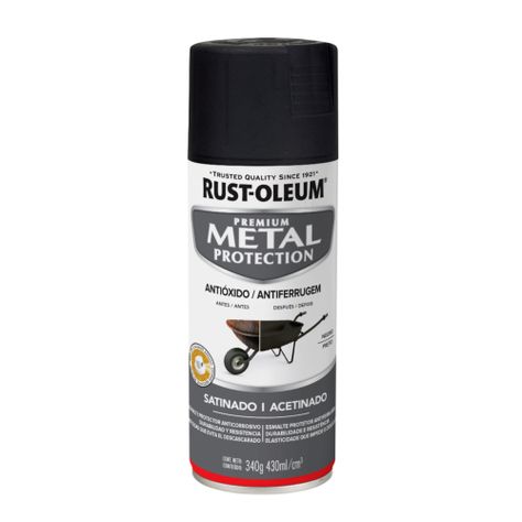 Pintura en Aerosol Metal Protection 340grs Satinado Negro - Rust Oleum-0