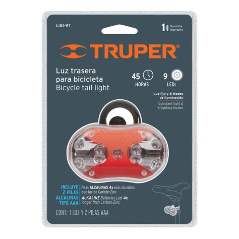 Truper Luz Trasera Bicicleta 6 Destellos Diferentes-0