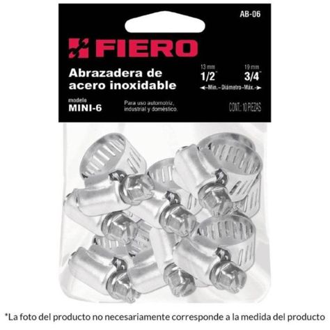 Abrazadera Inoxidable 3/4-1.3/4  (19-44mm) 10un. Fiero-0