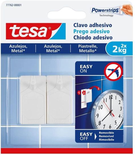 Tesa Clavos Adhesivos Powerstrips Azulejos / Vidrio 2kg 2un.-0
