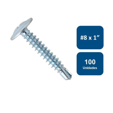 Tornillo Cabeza Lenteja Punta Broca #8 X 1  100un-0