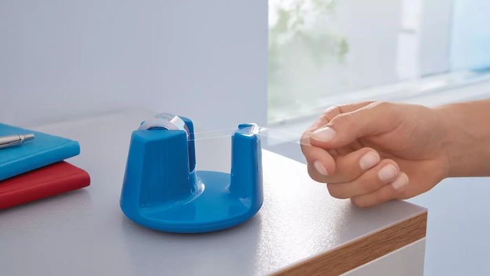 Dispensador de cinta adhesiva escritorio compacto Azul tesa-1