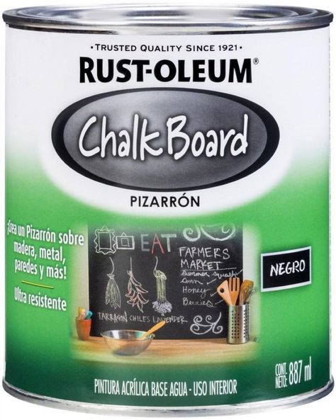 Pintura Pizarrón Base Agua 0.877 Lts Negro Rust Oleum-0