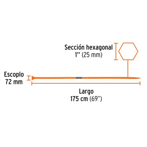 Chuzo Hexagonal 1" x 175cms BAP-175 - Truper-2