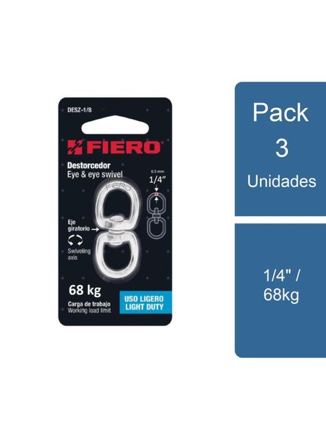Pack 3 Destorcedor para cable 1/4" / 68kg Fiero-0