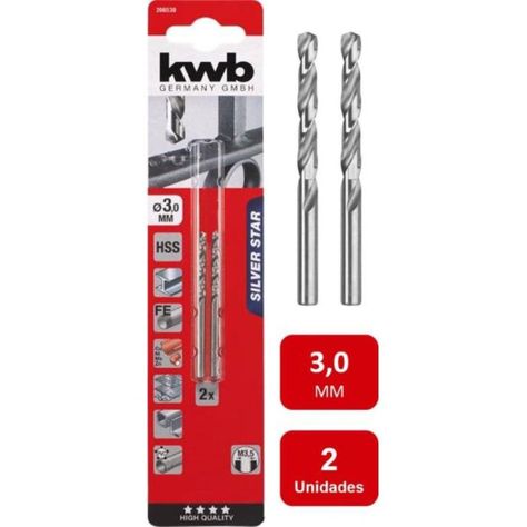 Broca Acero Rápido Hss Silver 3.0mm 2un. Kwb-0