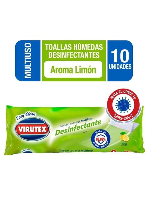 Trapero Húmedo Desechable Desinfectante Limón 10un. Virutex-0